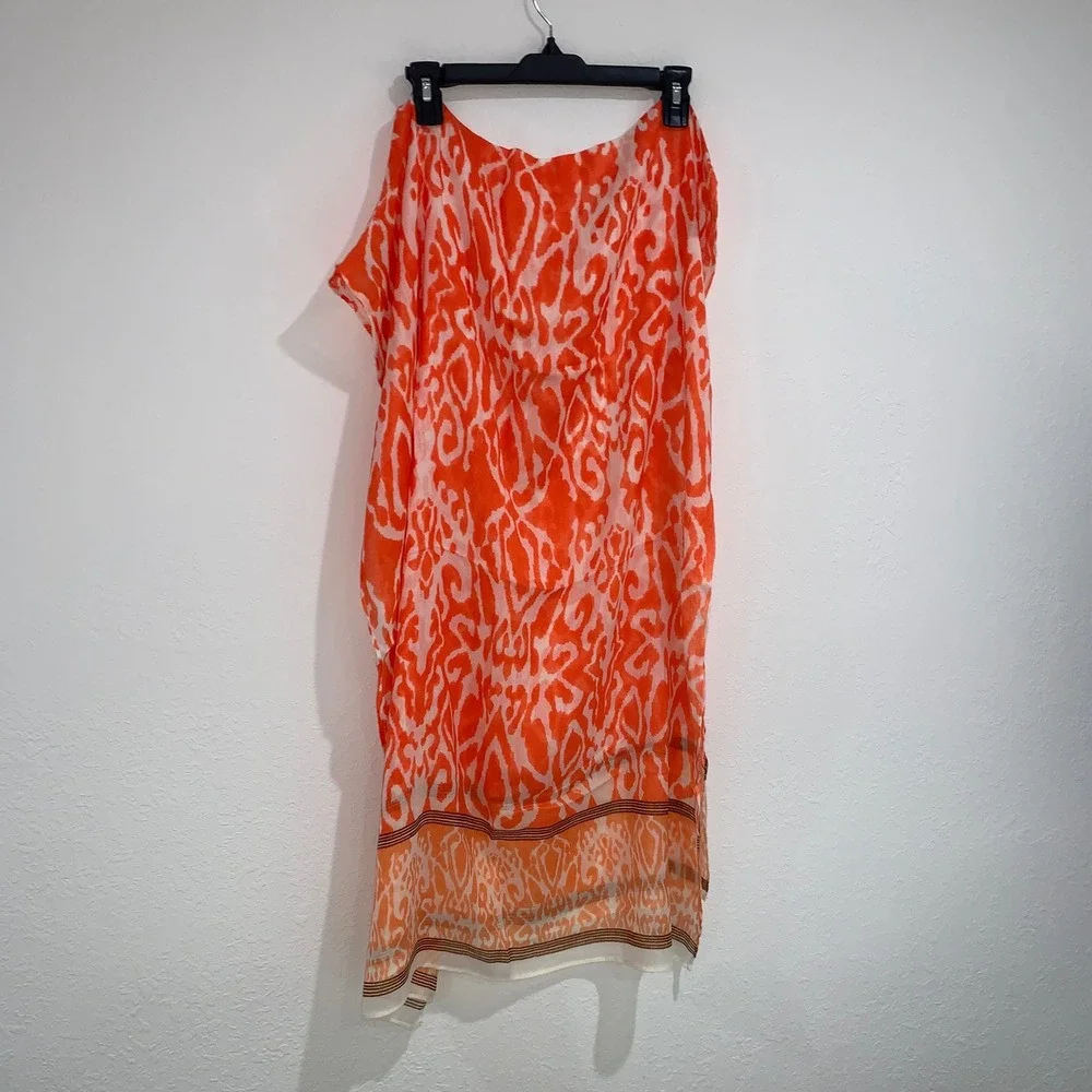 Orange Print‎ wrap scarf Cover-Up Swim Beach Pool Resort Wear